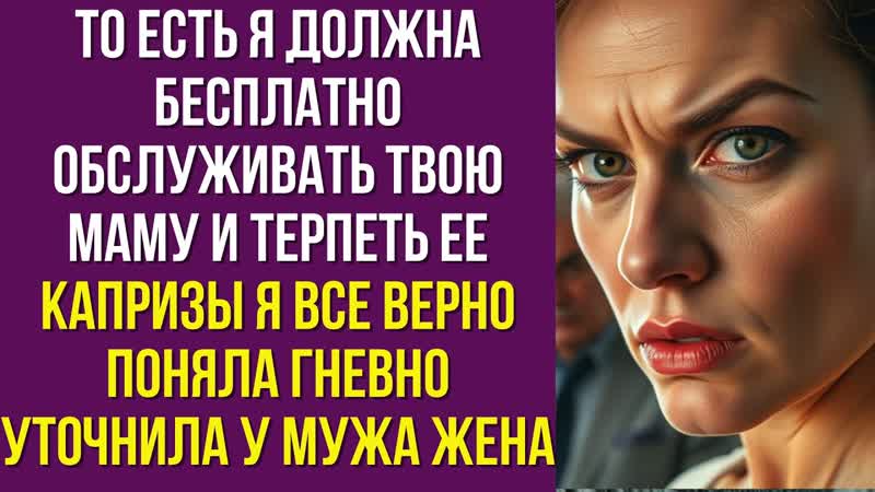 То есть я должна бесплатно обслуживать твою маму и терпеть