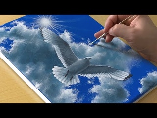 How to Draw a Flying Seagull / Acrylic Painting / STEP by STEP