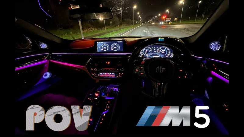 POV Night drive BMW F90 M5 Stage 2, LED steering