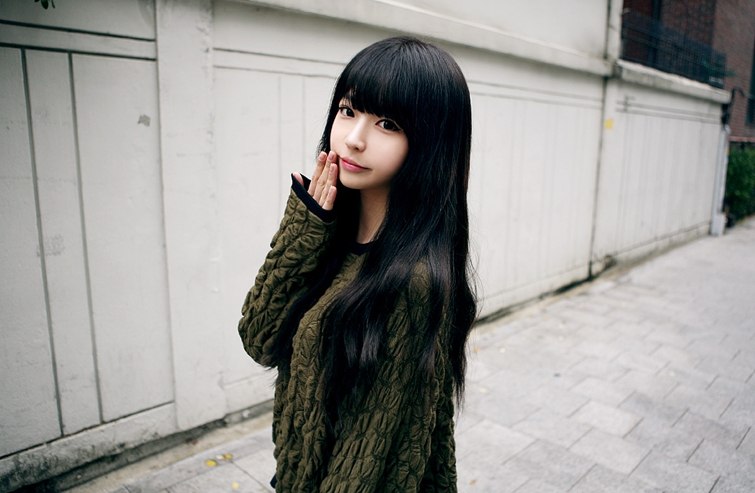 Black long hair cute