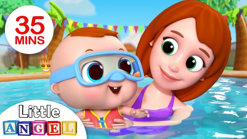 Swimming Song, Family at the Swimming Pool, Nursery Rhymes by Little