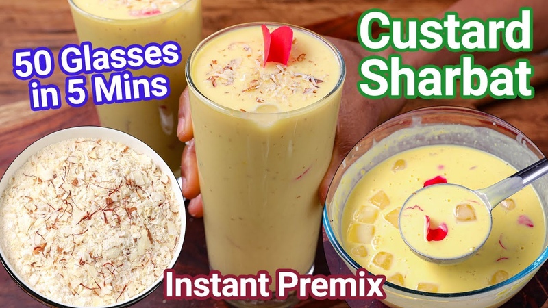 Custard Sharbat with Instant Premix Powder, Instant Refreshing Beverage Custard Doodh Ka