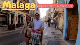 Malaga - centre is getting ready for Christmas. 4K Walk tour. Spain