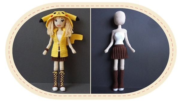 Девушка Пикачу крючком, часть 8 (Юбка). Crochet Pikachu girl, part 8 (